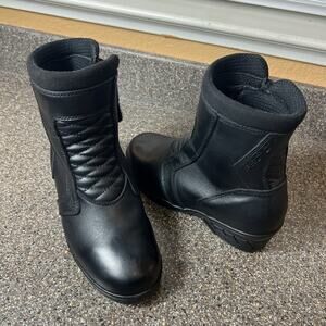 Sedici Street Riding Motorcycle Black Leather Mid Calf Boot Zip/Snap Womens Sz 6